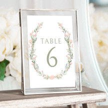 Pastel roze kleine bloemen bruiloft tafel nummers