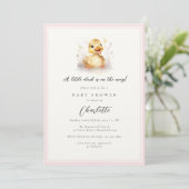 Pastel roze kleine eend Baby shower Kaart (Staand voorkant)