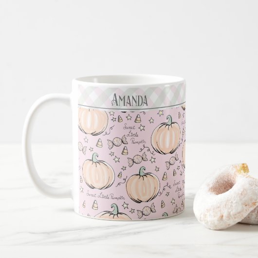 Pastel Roze Kleine Pompoen Kinderen Mok (Met donut)