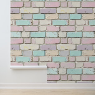 Pastel Roze Kleur Brick Patroon Behang