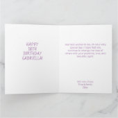 Pastel roze kleuren aangepaste fotoverjaardagskaar kaart (Binnen)