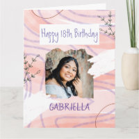 Pastel roze kleuren aangepaste fotoverjaardagskaar