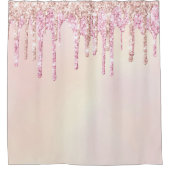 *~* Pastel roze kleurige ombre Gold Glitter Drip A Douchegordijn (Voorkant)