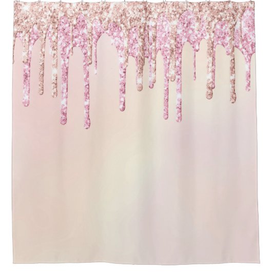 *~* Pastel roze kleurige ombre Gold Glitter Drip A Douchegordijn (Voorkant)