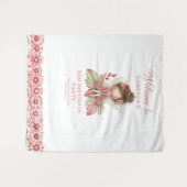 Pastel Roze Knuffel Fee 1e Verjaardag Achtergrond Wandkleed (Voorkant (horizontaal))