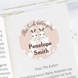 Pastel Roze Knuffel Konijn Kinderen Dit Boek Is Va Ronde Sticker