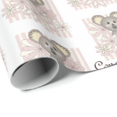 Pastel Roze Koala Baby Meisje Douche / Kids Verjaa Cadeaupapier (Rol Hoek)