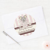 Pastel Roze Koala Baby Meisje Douche / Kids Verjaa Ronde Sticker (Envelop)