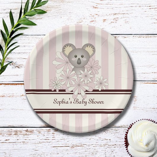 Pastel Roze Koala Kids Verjaardag / Meisje Baby sh Papieren Bordje