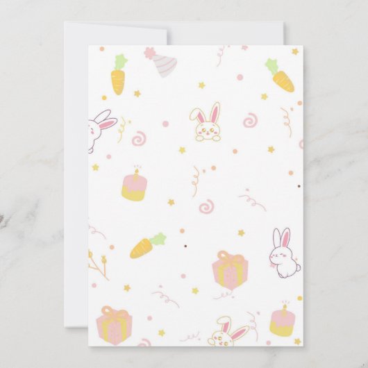 Pastel Roze Konijn 2e Verjaardagsfeest Hop Hop Uit Kaart (Achterkant)