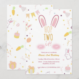 Pastel Roze Konijn 2e Verjaardagsfeest Hop Hop Uit Kaart
