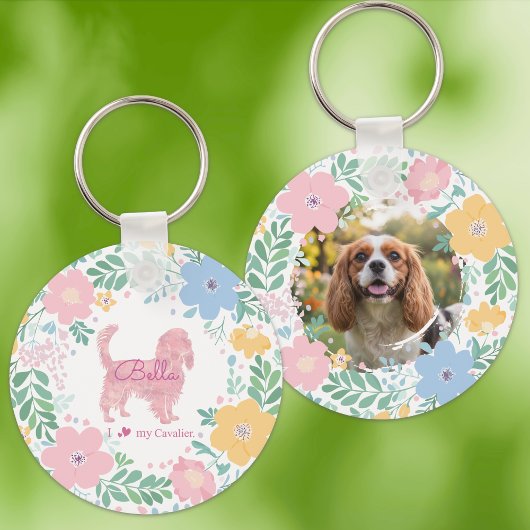 Pastel Roze Krans Cavalier King Charles Spaniel  Sleutelhanger
