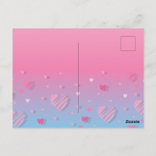 Pastel Roze kribble Hartelijk gefeliciteerd met Fi Briefkaart (Achterkant)