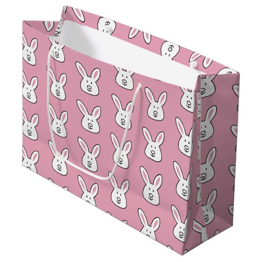 Pastel Roze Kute Paast Bunny Patroon Groot Cadeauzakje (Voorkant Gekanteld)
