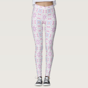 Pastel Roze Lavendel Bloem Geometrisch Patroon Leggings