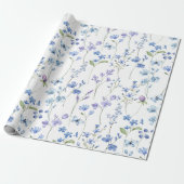 Pastel Roze Lavendel Lente Bloemen Cadeaupapier (Uitgerold)