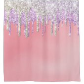 *~* Pastel roze lavender Gold Glitter Drip AP7  Douchegordijn (Voorkant)