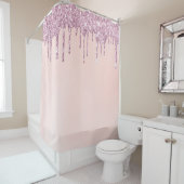 *~* Pastel roze lavender Paars Glitter Drip AP7  Douchegordijn (In situ)