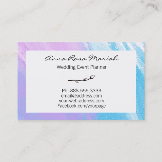 *~* Pastel roze lavender Rosebud Waterverf  Visitekaartje (Achterkant)