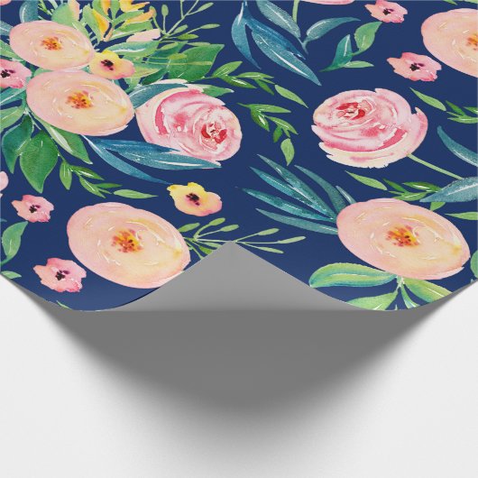 Pastel roze lentbloem cadeaupapier (Hoek)