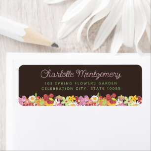 Pastel Roze Lente Bloemen Tuin Retouradres Etiket