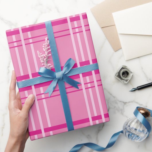 Pastel roze lijnen eenvoudig schoon cadeaupapier (Geschenken)