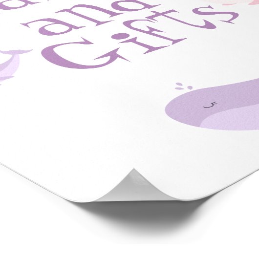 Pastel Roze Lila Kaarten voor walvissen en schenki Poster (Hoek)