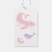 Pastel roze Lila walvis Dank u de verjaardag van d Cadeaulabel (Achterkant)