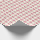 Pastel Roze Linnen Gingham Cadeaupapier (Hoek)