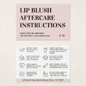 Pastel Roze Lip Blush Lip Tattoo Aftercare Kaart (Voorkant /achterkant)