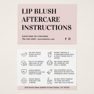 Pastel Roze Lip Blush Lip Tattoo Aftercare Kaart