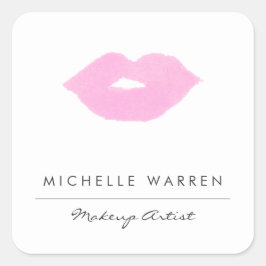 Pastel roze lippen Waterverf make-up artiest Vierkante Sticker