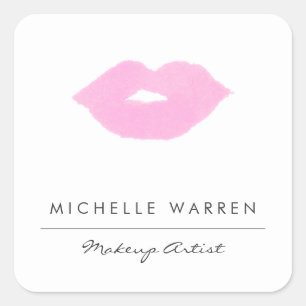 Pastel roze lippen Waterverf make-up artiest Vierkante Sticker