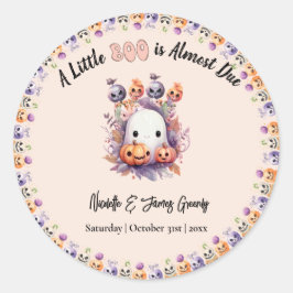 Pastel Roze Little Boo Halloween Baby shower Ronde Sticker