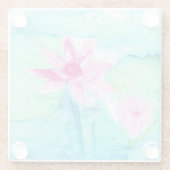 Pastel Roze Lotus Bloemen Waterverf Glazen Onderzetter (Achterkant)