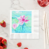 Pastel Roze Lotus Bloemen Waterverf Servet (Insitu)