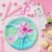 Pastel Roze Lotusbloemen Aquarel Papieren Bordje (Feest)