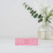 Pastel roze luipaard afdrukken. Aangepast monogram Mini Visitekaartje (Staand voorkant)