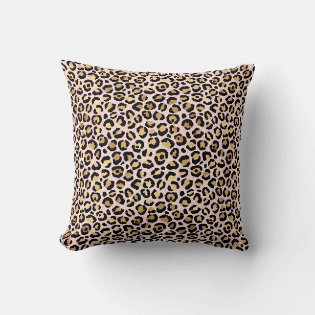 Pastel Roze Luipaard Dierenprint Patroon Kussen (Voorkant)
