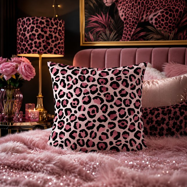 Pastel Roze Luipaardprint Dierpatroon Kussen (Creator heeft geüpload)