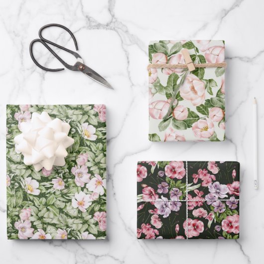 Pastel roze Magnolia Roos Inpakpapier Vel (Voorkant)