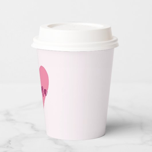 Pastel Roze ‘Mama’ Papieren Beker met Hart (Links)