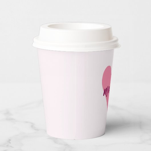 Pastel Roze ‘Mama’ Papieren Beker met Hart (Rechts)