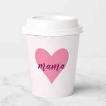Pastel Roze ‘Mama’ Papieren Beker met Hart