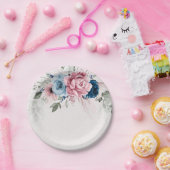 Pastel Roze Marine Blauwe Pampas Grass Rustieke br Papieren Bordje (Feest)