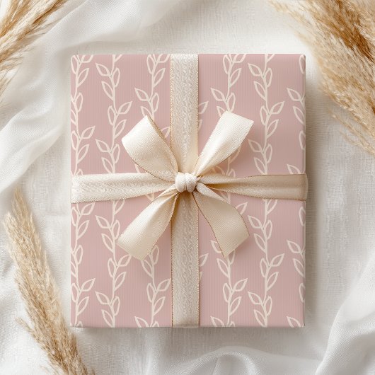 Pastel Roze Mauve Shabby Leaf Bloemen Cadeaupapier