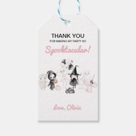 Pastel roze meisje Halloween verjaardag Cadeaulabel