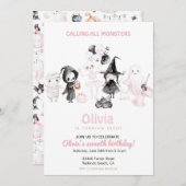 Pastel roze meisje Halloween verjaardag Kaart (Voorkant / Achterkant)