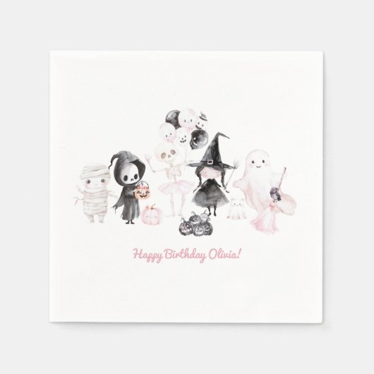 Pastel roze meisje Halloween verjaardag Servet (Voorkant)