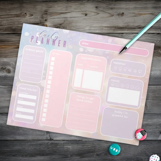 Pastel Roze Meisje Schattige Dagelijkse Planner Notitieblok